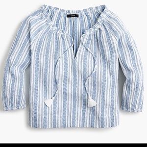 J. Crew Textured Stripe Tunic with Tassels